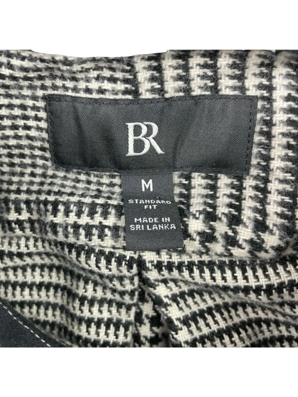 Banana Republic Men’s Fleece Knit Work Shirt Black Houndstooth Plaid • Medium